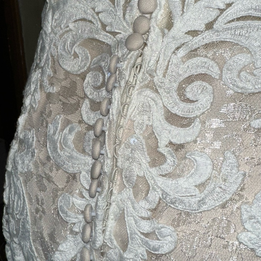 Maggie Sottero White Lace Sheath Wedding Dress - Picture 12 of 16
